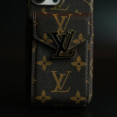 Monogram Stitched Wallet Case for iPhone 16 Series | Detachable Crossbody Strap