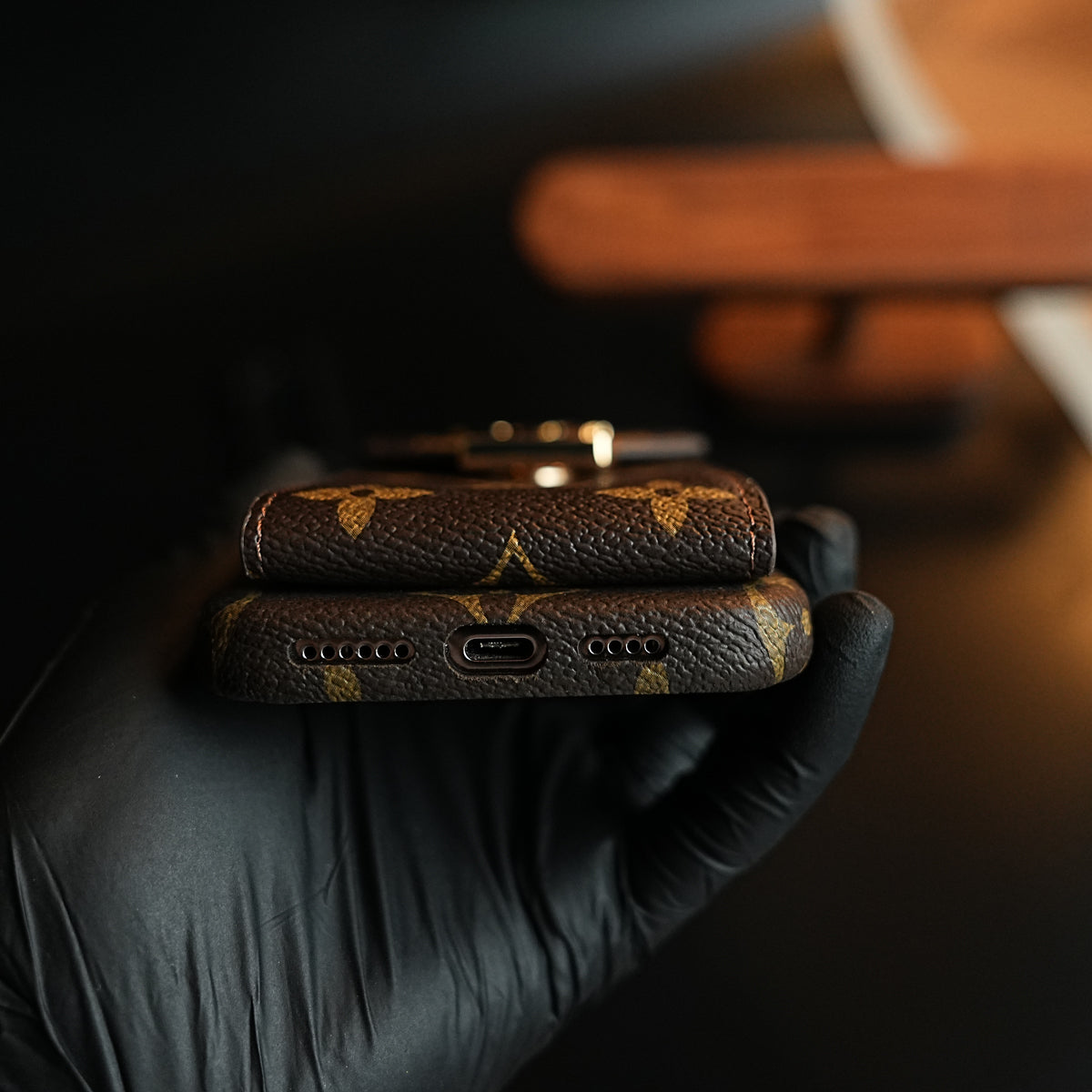 Monogram Stitched Wallet Case for iPhone 16 Series | Detachable Crossbody Strap