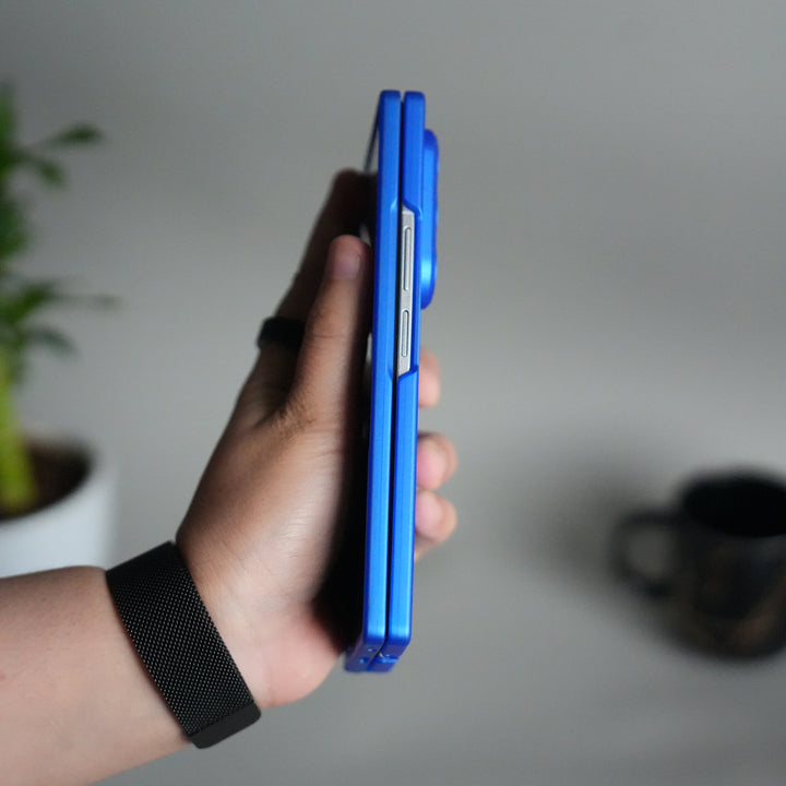 Galaxy Z Fold 7 Case with S-Pen Slot & Front Glass | Matte Hard Back Cover | Blue
