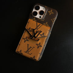 Monogram Stitched Wallet Case for iPhone 16 Series | Detachable Crossbody Strap