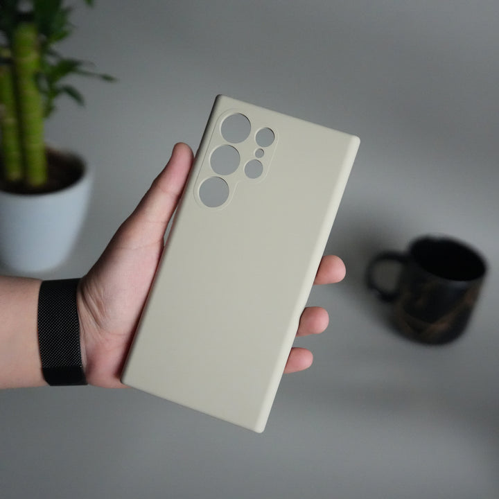 alaxy S24 Ultra Liquid Silicone Soft Case | Slim Matte Finish Shockproof Cover | Light Beige