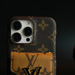Monogram Stitched Wallet Case for iPhone 16 Series | Detachable Crossbody Strap
