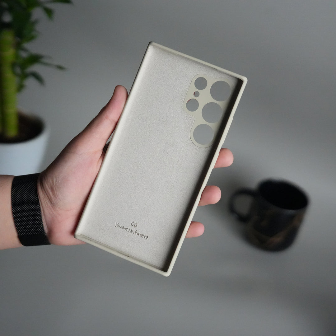 alaxy S24 Ultra Liquid Silicone Soft Case | Slim Matte Finish Shockproof Cover | Light Beige