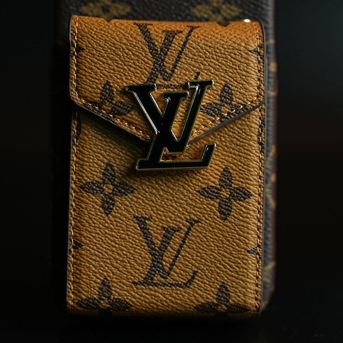 Monogram Stitched Wallet Case for iPhone 16 Series | Detachable Crossbody Strap