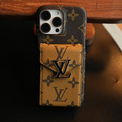 Monogram Stitched Wallet Case for iPhone 16 Series | Detachable Crossbody Strap