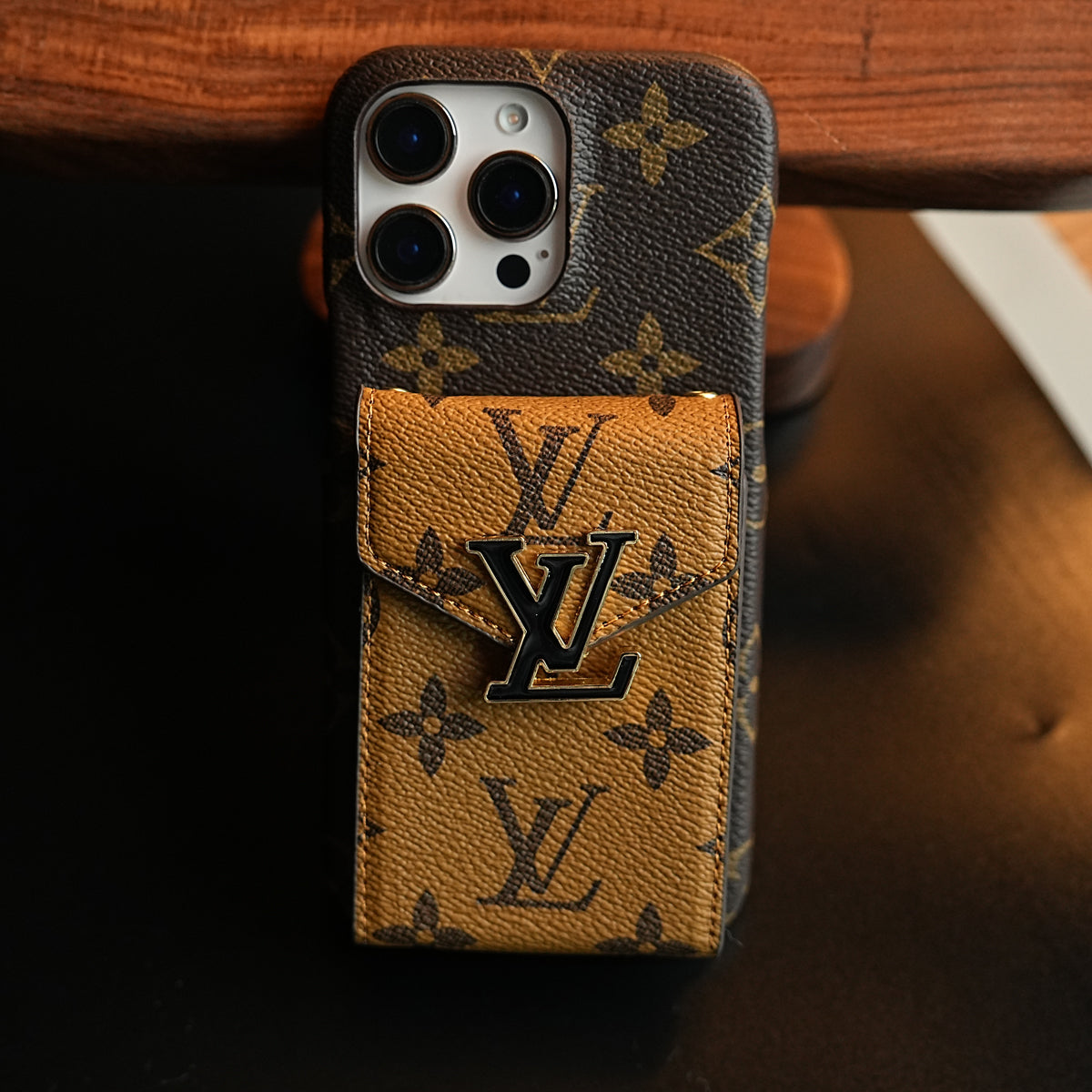 Monogram Stitched Wallet Case for iPhone 16 Series | Detachable Crossbody Strap