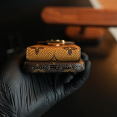 Monogram Stitched Wallet Case for iPhone 16 Series | Detachable Crossbody Strap