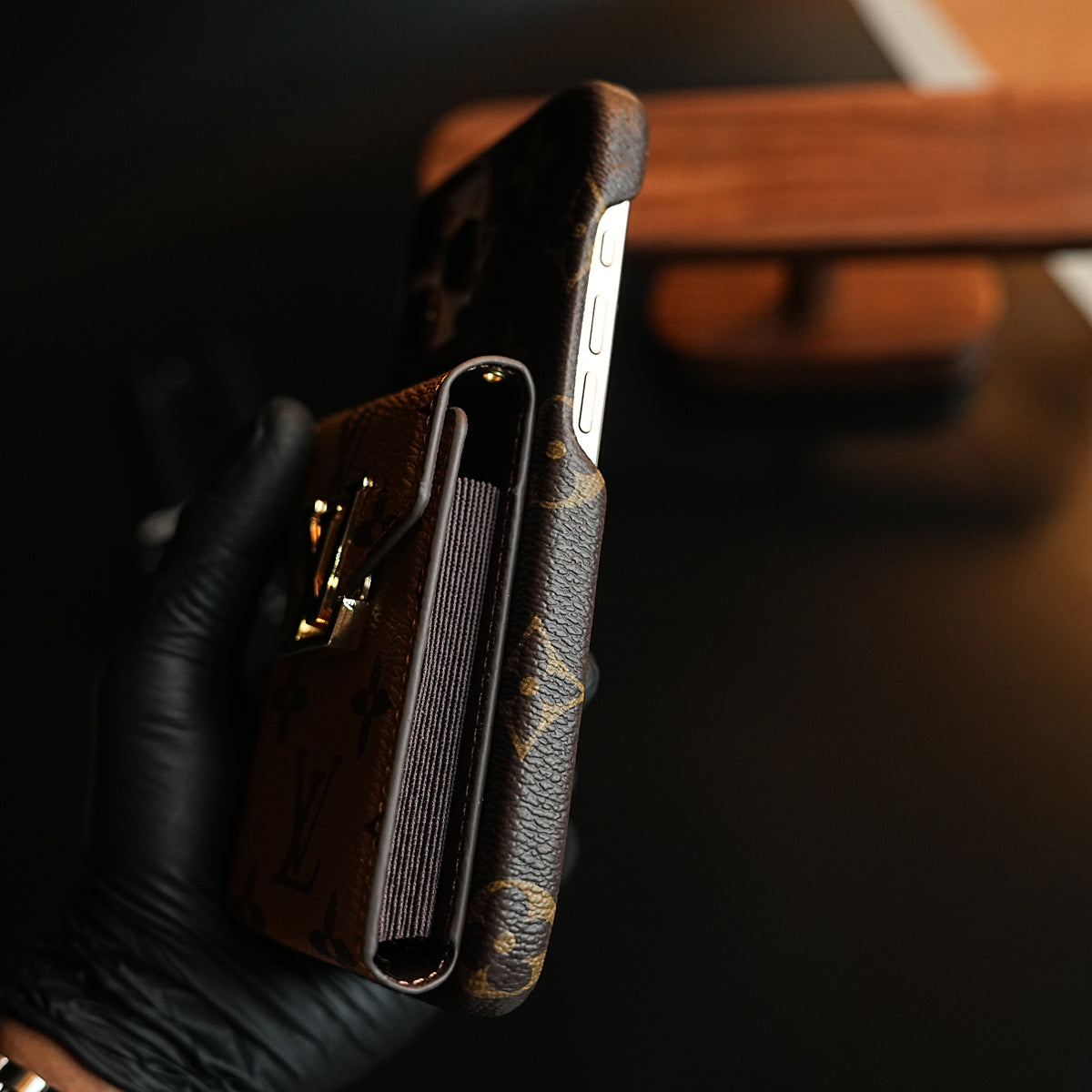 Monogram Stitched Wallet Case for iPhone 16 Series | Detachable Crossbody Strap