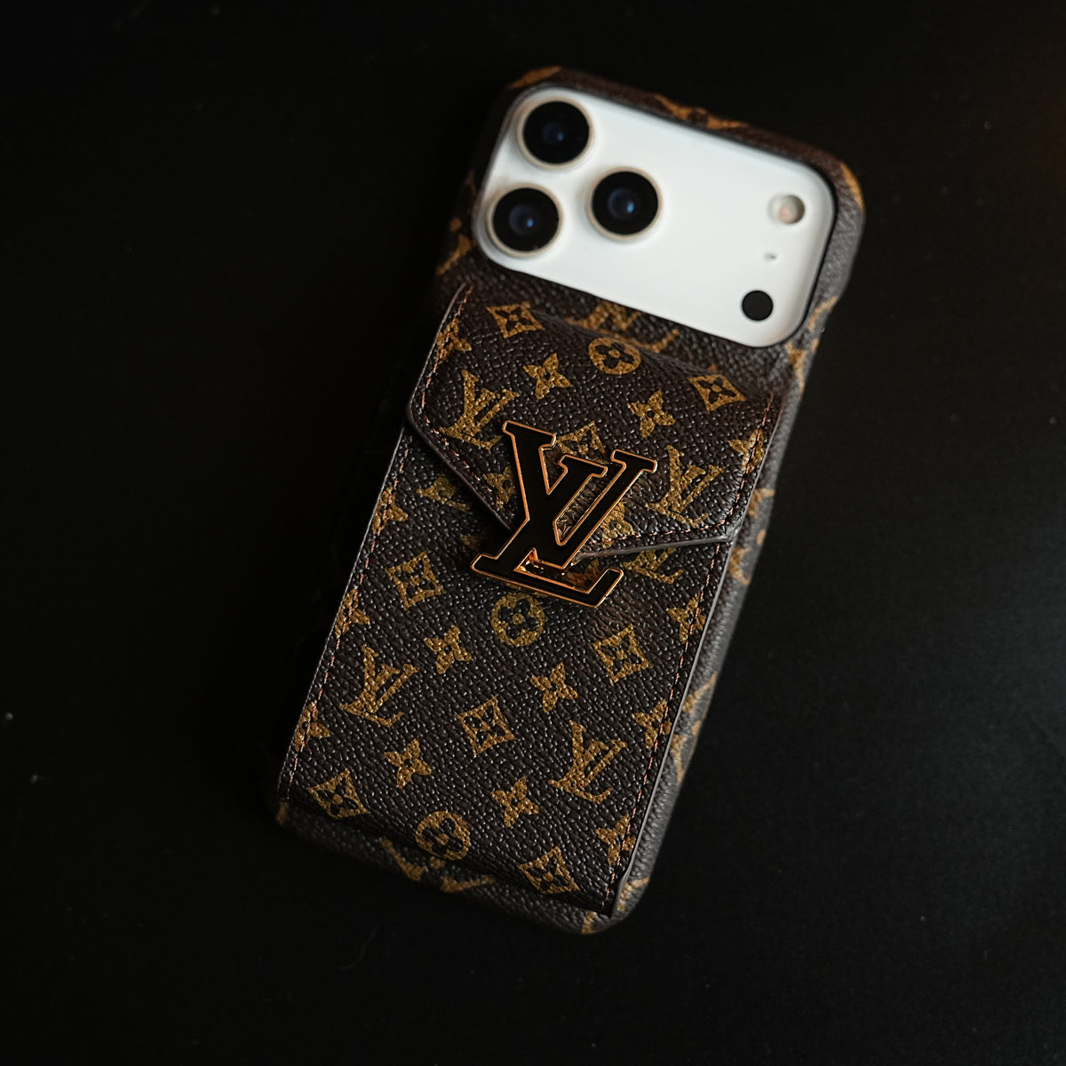 Monogram Stitched Wallet Case for iPhone 17 Series | Detachable Crossbody Strap