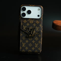 Monogram Stitched Wallet Case for iPhone 17 Series | Detachable Crossbody Strap