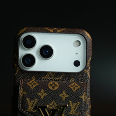 Monogram Stitched Wallet Case for iPhone 17 Series | Detachable Crossbody Strap