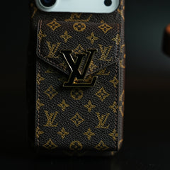 Monogram Stitched Wallet Case for iPhone 17 Series | Detachable Crossbody Strap