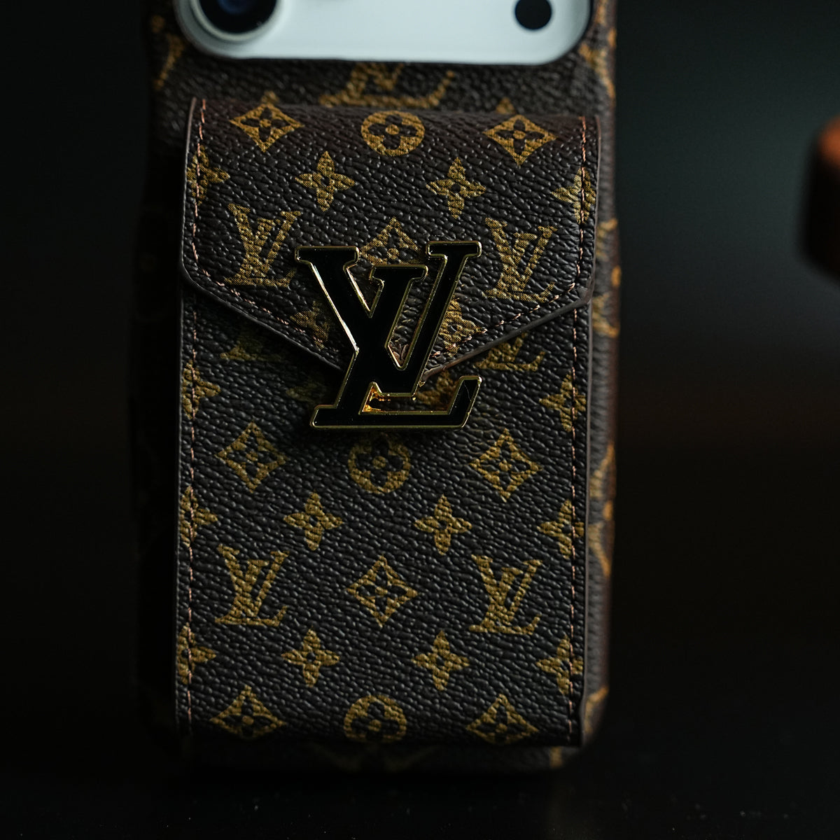 Monogram Stitched Wallet Case for iPhone 17 Series | Detachable Crossbody Strap