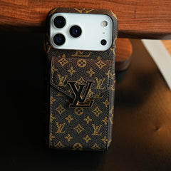 Monogram Stitched Wallet Case for iPhone 17 Series | Detachable Crossbody Strap