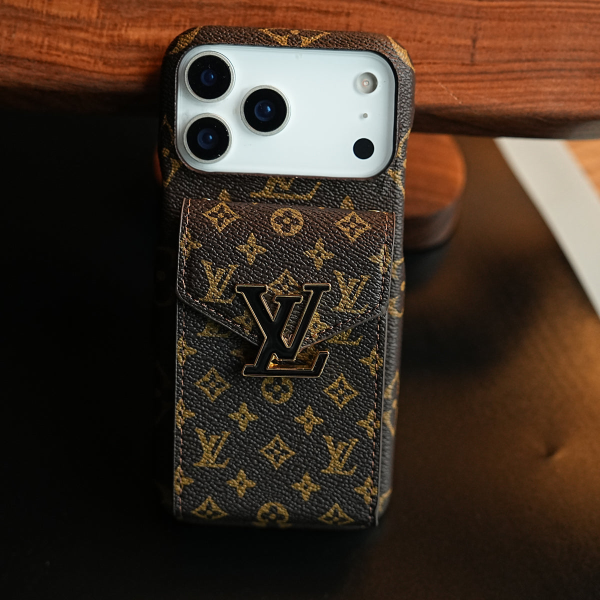 Monogram Stitched Wallet Case for iPhone 17 Series | Detachable Crossbody Strap
