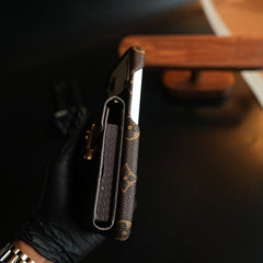 Monogram Stitched Wallet Case for iPhone 17 Series | Detachable Crossbody Strap
