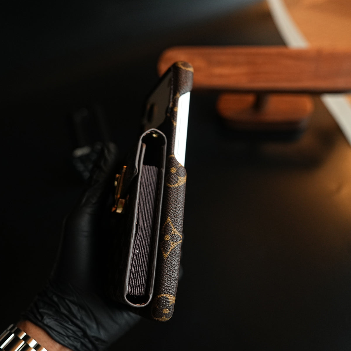 Monogram Stitched Wallet Case for iPhone 17 Series | Detachable Crossbody Strap
