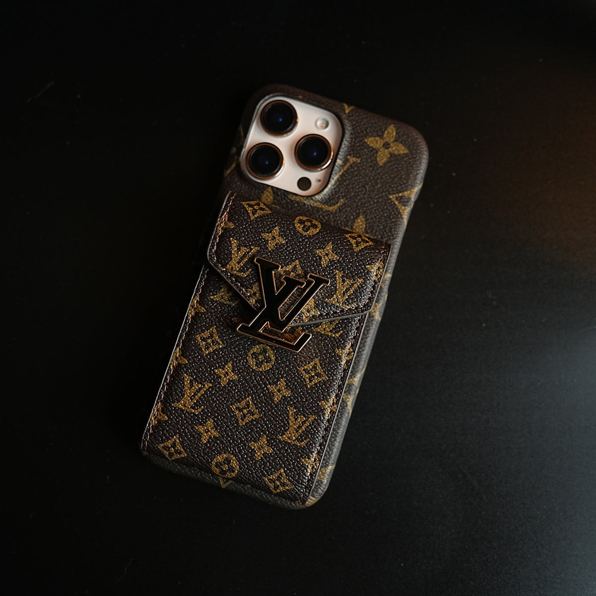 Monogram Stitched Wallet Case for iPhone 16 Series | Detachable Crossbody Strap