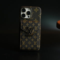 Monogram Stitched Wallet Case for iPhone 16 Series | Detachable Crossbody Strap