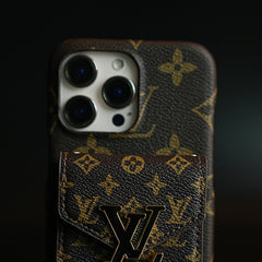 Monogram Stitched Wallet Case for iPhone 16 Series | Detachable Crossbody Strap