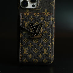 Monogram Stitched Wallet Case for iPhone 16 Series | Detachable Crossbody Strap