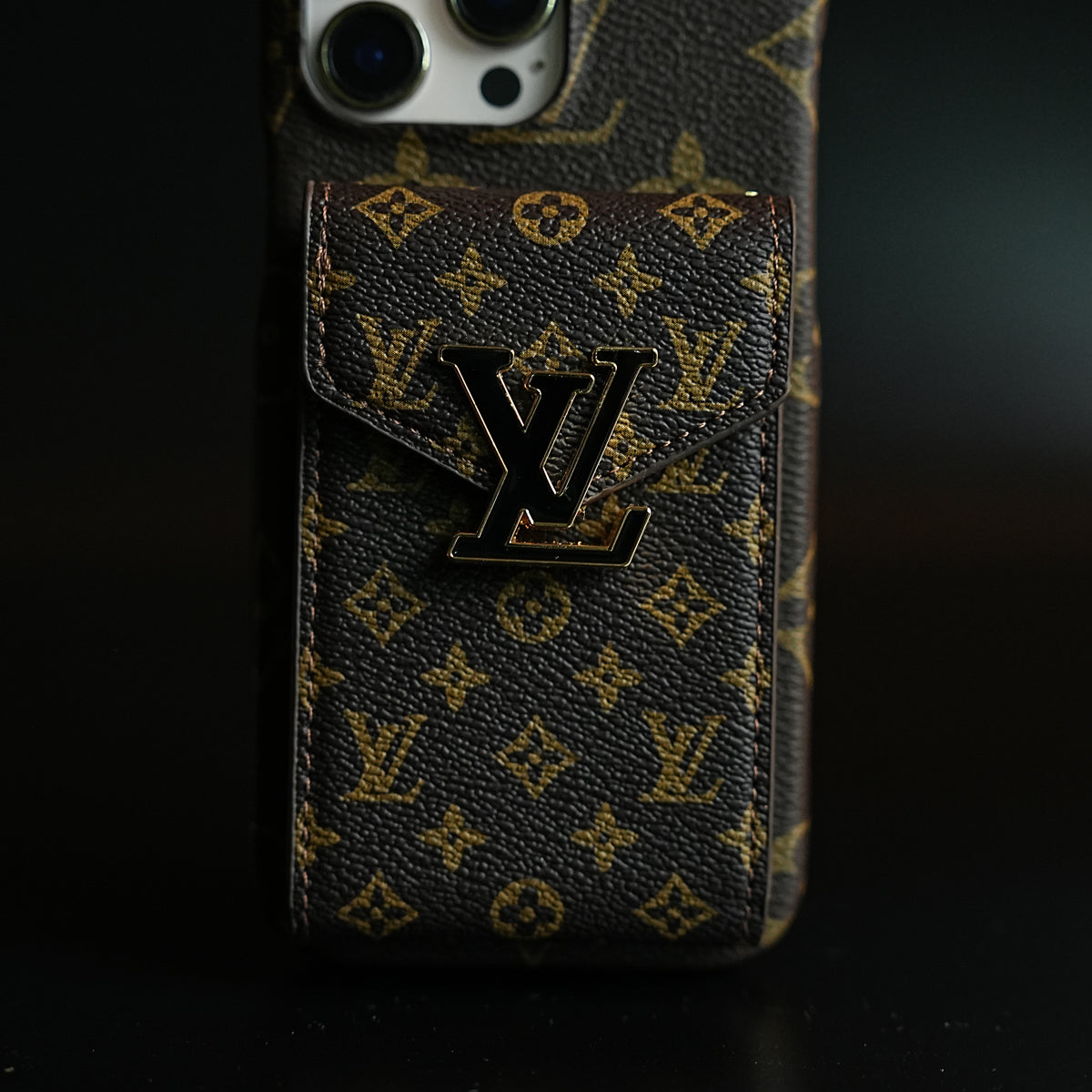 Monogram Stitched Wallet Case for iPhone 16 Series | Detachable Crossbody Strap