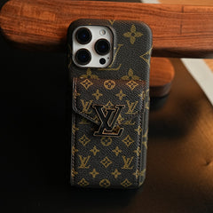 Monogram Stitched Wallet Case for iPhone 16 Series | Detachable Crossbody Strap
