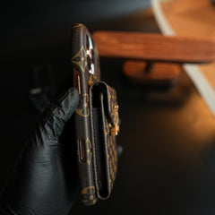 Monogram Stitched Wallet Case for iPhone 16 Series | Detachable Crossbody Strap