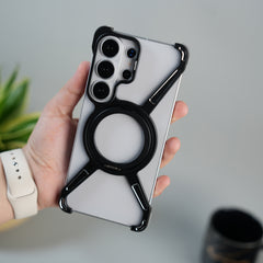 Galaxy S26 Ultra X Shape Aluminum Metal Rotating Kickstand Frameless Design Magsafe Case