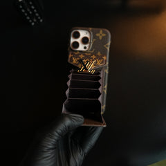 Monogram Stitched Wallet Case for iPhone 16 Series | Detachable Crossbody Strap