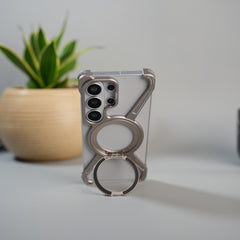 Galaxy S26 Ultra X Shape Aluminum Metal Rotating Kickstand Frameless Design Magsafe Case