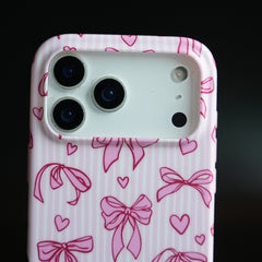 Pink Ribbon Case for iPhone 17 Series | Heart Designer Cover