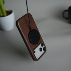 iPhone 17 Series Premium PU Leather Metal MagSafe Ring Case