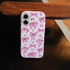 Pink Ribbon Case for iPhone 17 Series | Heart Designer Cover