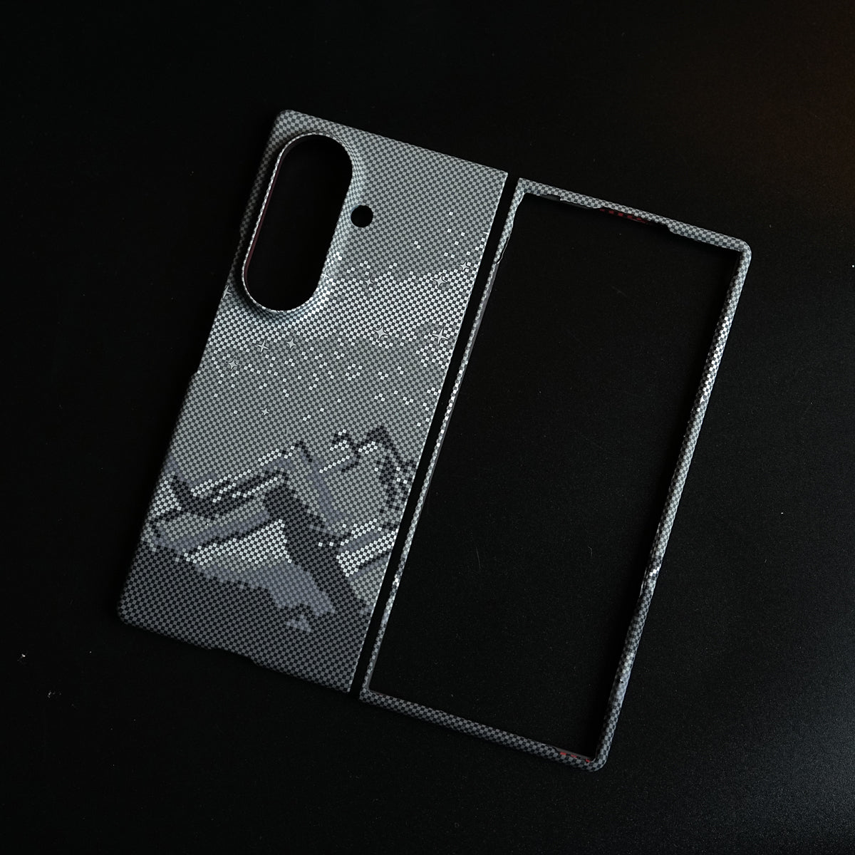 Carbon Fiber Texture Design Hard Pc for Galaxy Z Fold 7 with Magsafe | Gray Mountains