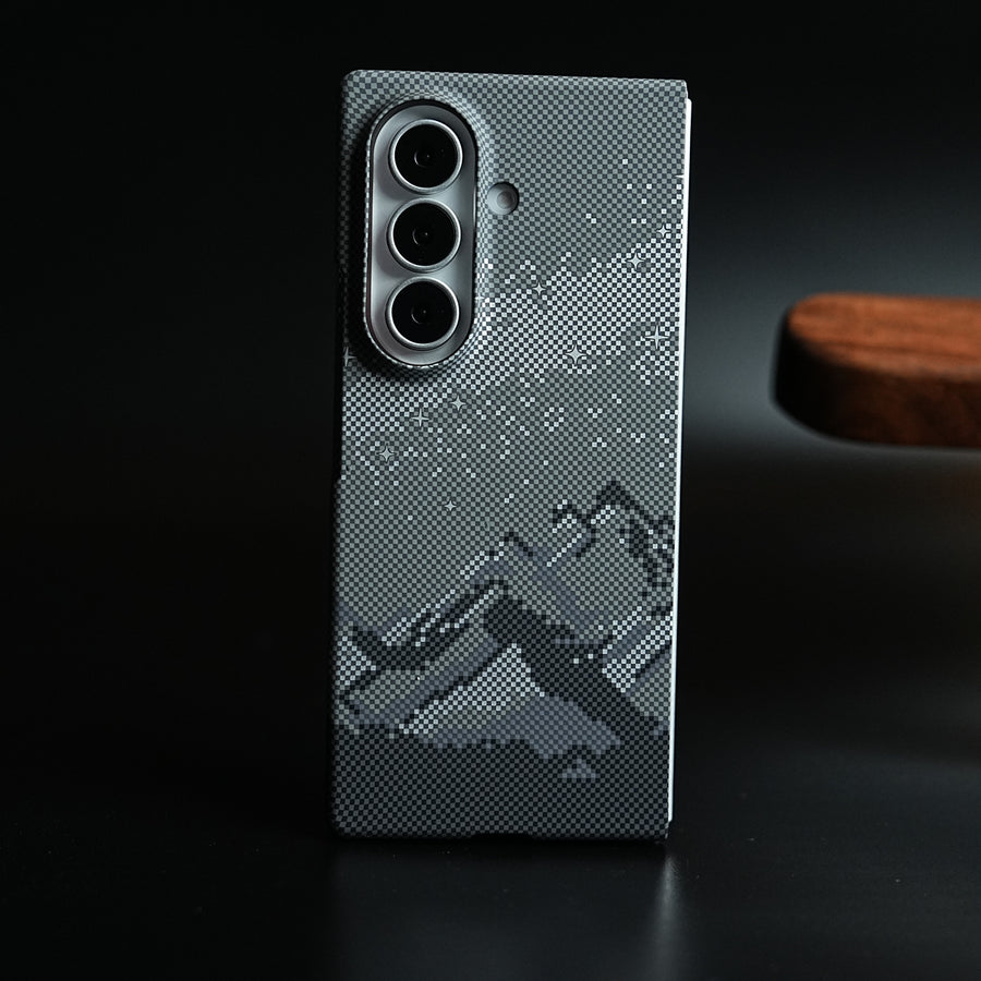 Carbon Fiber Texture Design Hard Pc for Galaxy Z Fold 7 with Magsafe | Gray Mountains