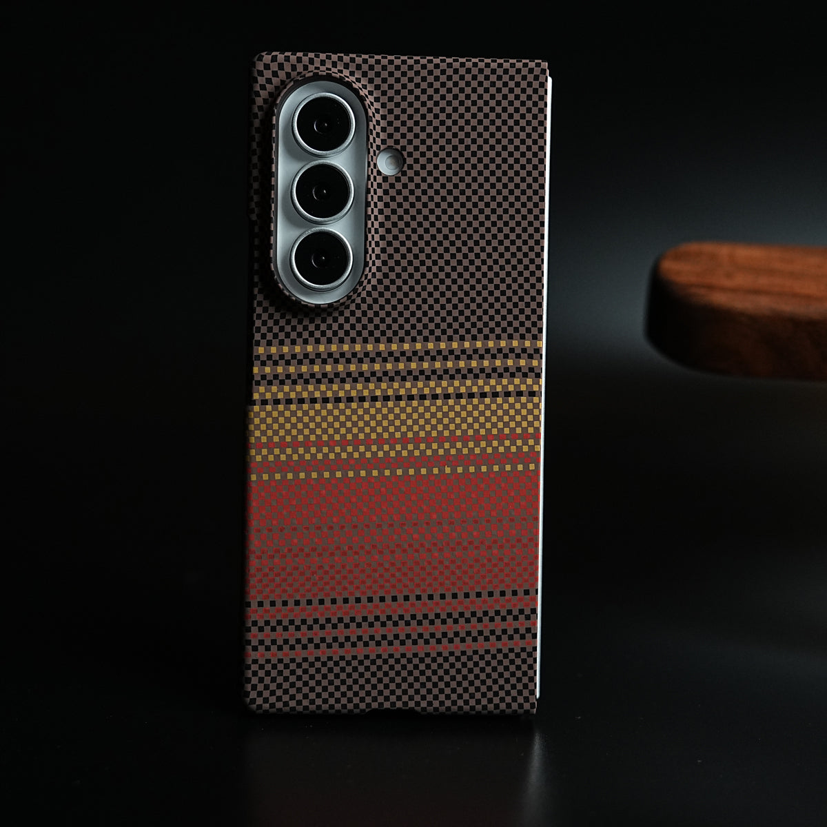 Carbon Fiber Texture Design Cover for Galaxy Z Fold 8 Ultra Hard Pc MagSafe | Red Orange
