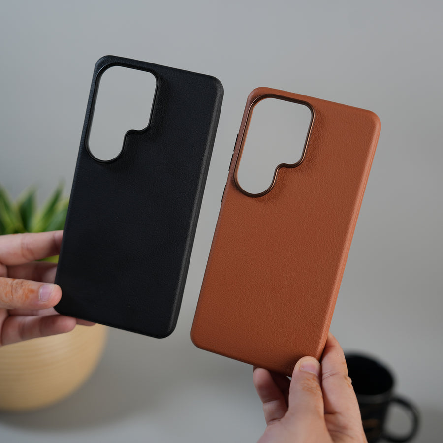 Galaxy S24 Ultra Luxe Skin Leather Finish Case | Premium Soft-Touch Slim MagSafe Cover