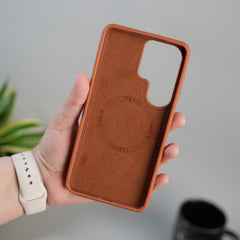 Galaxy S24 Ultra Luxe Skin Leather Finish Case | Premium Soft-Touch Slim MagSafe Cover
