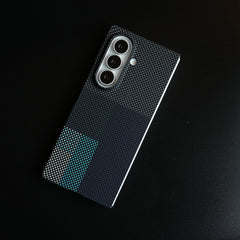 Carbon Fiber Texture Design Hard Pc for Galaxy Z Fold 7 with Magsafe | Corner Green