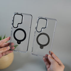 Galaxy S26 Ultra GripRing MagSafe Clear Case with Built-in Stand | Transparent Shockproof Cover