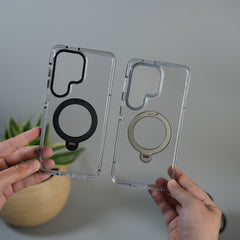 Galaxy S26 Ultra GripRing MagSafe Clear Case with Built-in Stand | Transparent Shockproof Cover