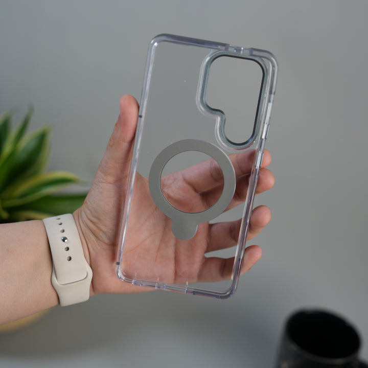 Galaxy S26 Ultra GripRing MagSafe Clear Case with Built-in Stand | Transparent Shockproof Cover
