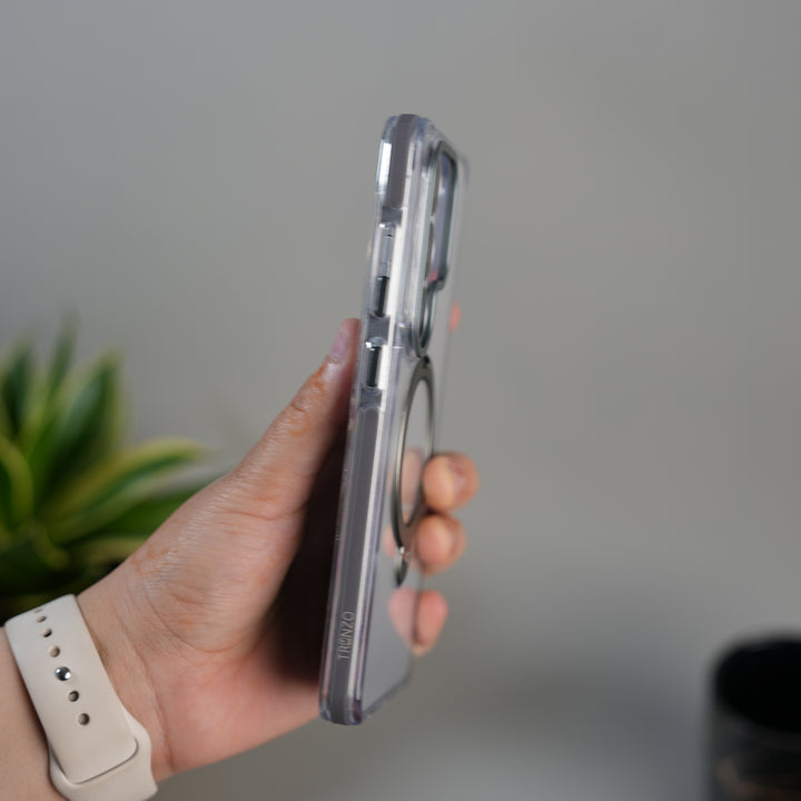 Galaxy S26 Ultra GripRing MagSafe Clear Case with Built-in Stand | Transparent Shockproof Cover