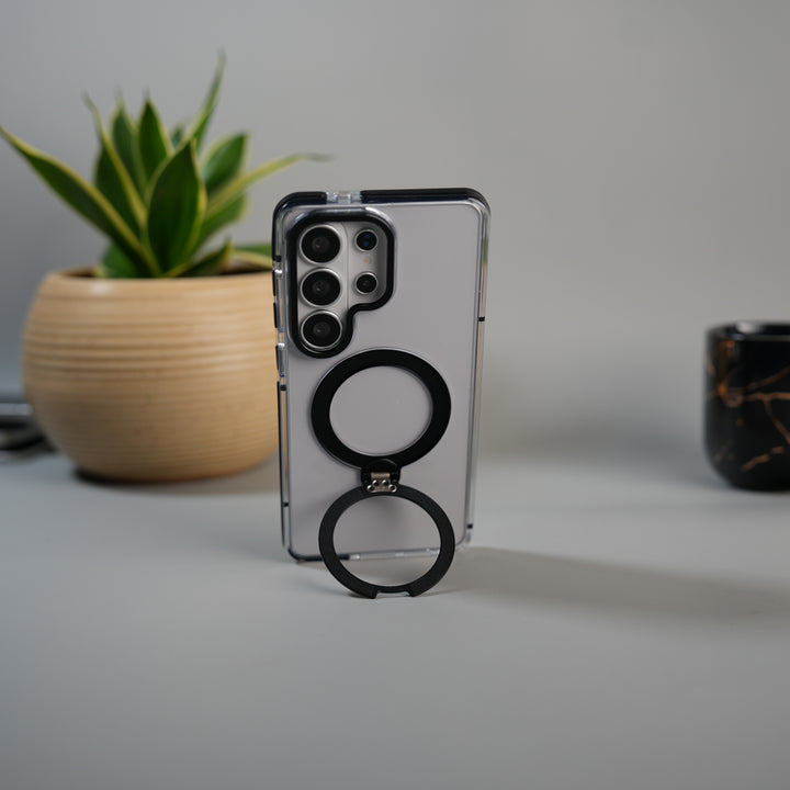 Galaxy S26 Ultra GripRing MagSafe Clear Case with Built-in Stand | Transparent Shockproof Cover