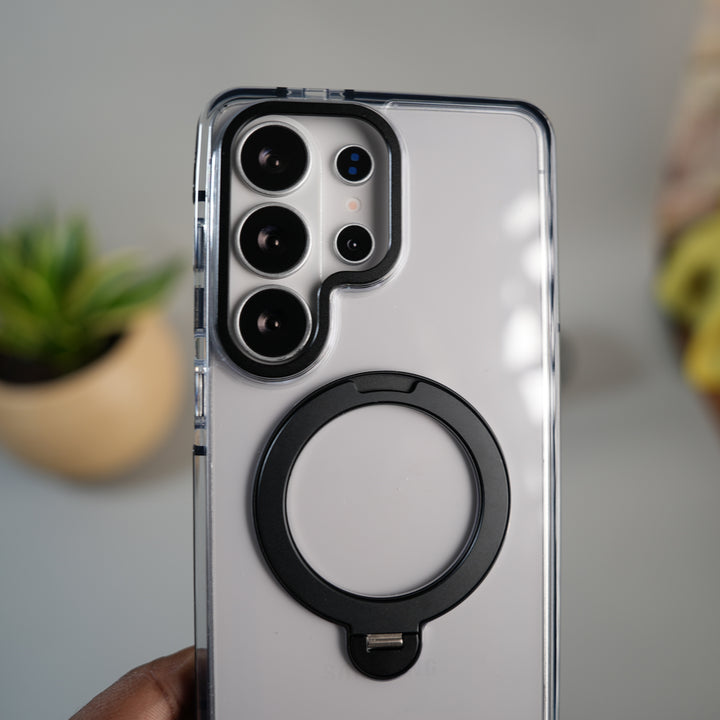 Galaxy S26 Ultra GripRing MagSafe Clear Case with Built-in Stand | Transparent Shockproof Cover