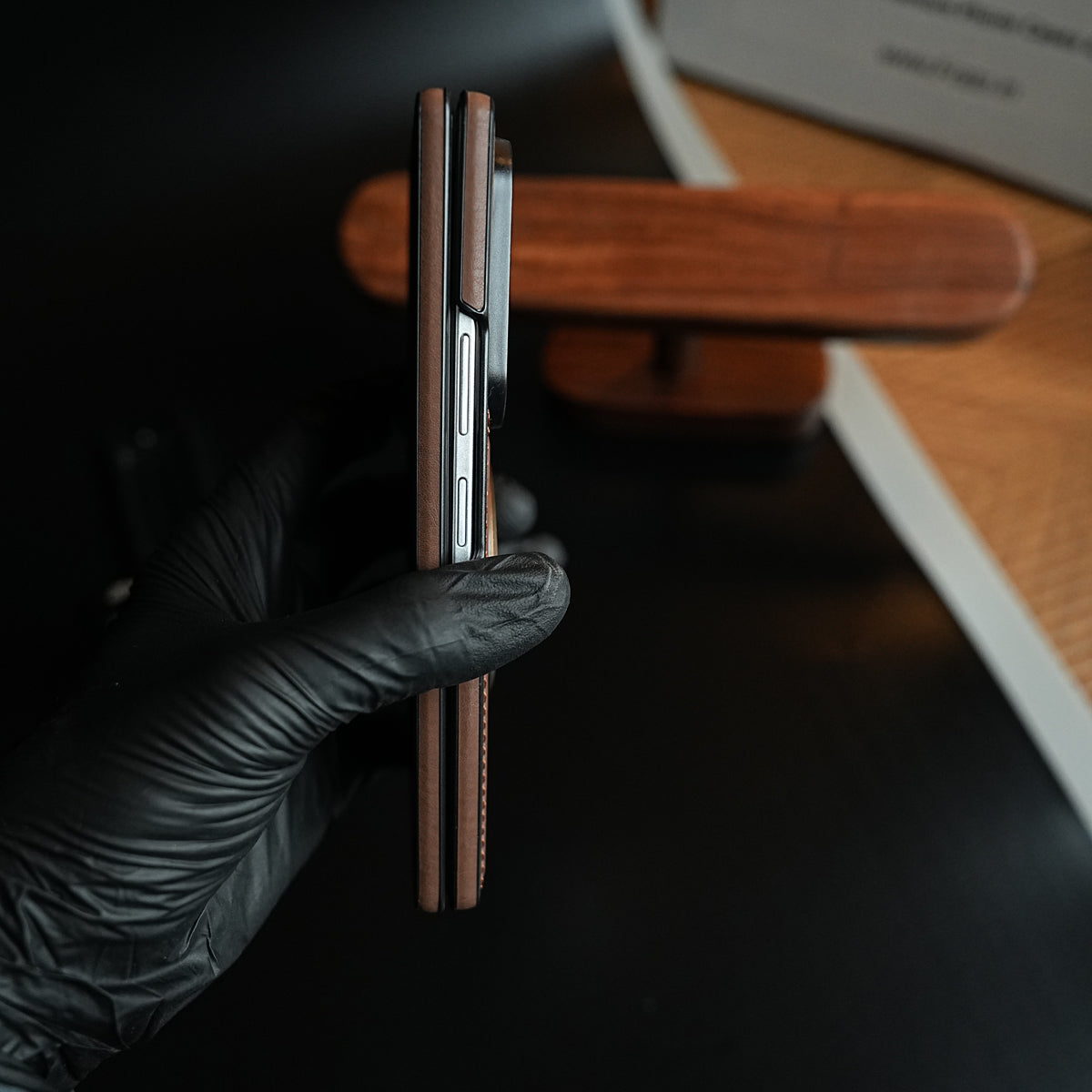 Stitched Leather Texture Cover for Galaxy Z Fold 8 Ultra | Metal Ring Stand Case