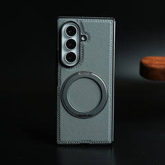 Stitched Leather Texture Cover for Galaxy Z Fold 8 Ultra | Metal Ring Stand Case