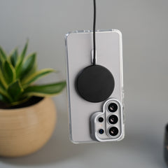 Galaxy S26 Ultra Transparent MagSafe Cover With Metal Camera Bump Kick Stand (White)