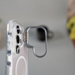 Galaxy S26 Ultra Transparent MagSafe Cover With Metal Camera Bump Kick Stand (White)